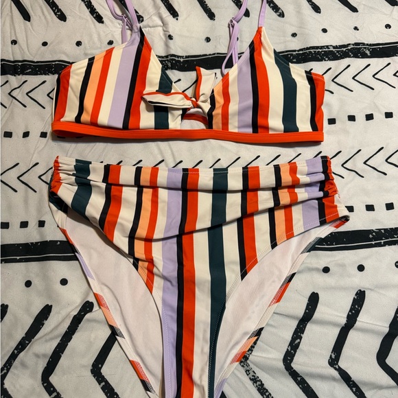 Other - Striped Bikini Set with Multicolor Stripes